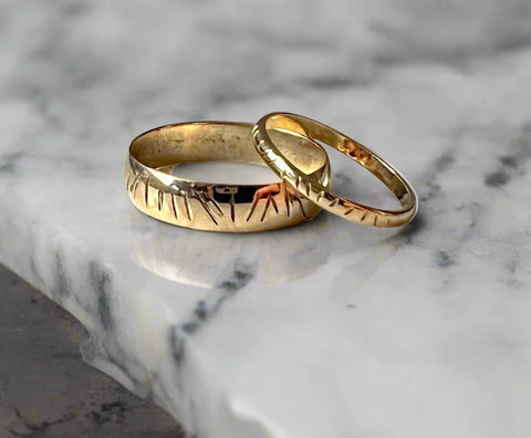 Fresh Cut Grass Wedding Bands in 14k Gold