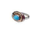 Topographic 2: Sterling and 14k Goldfilled Ring with vintage turquoise glass