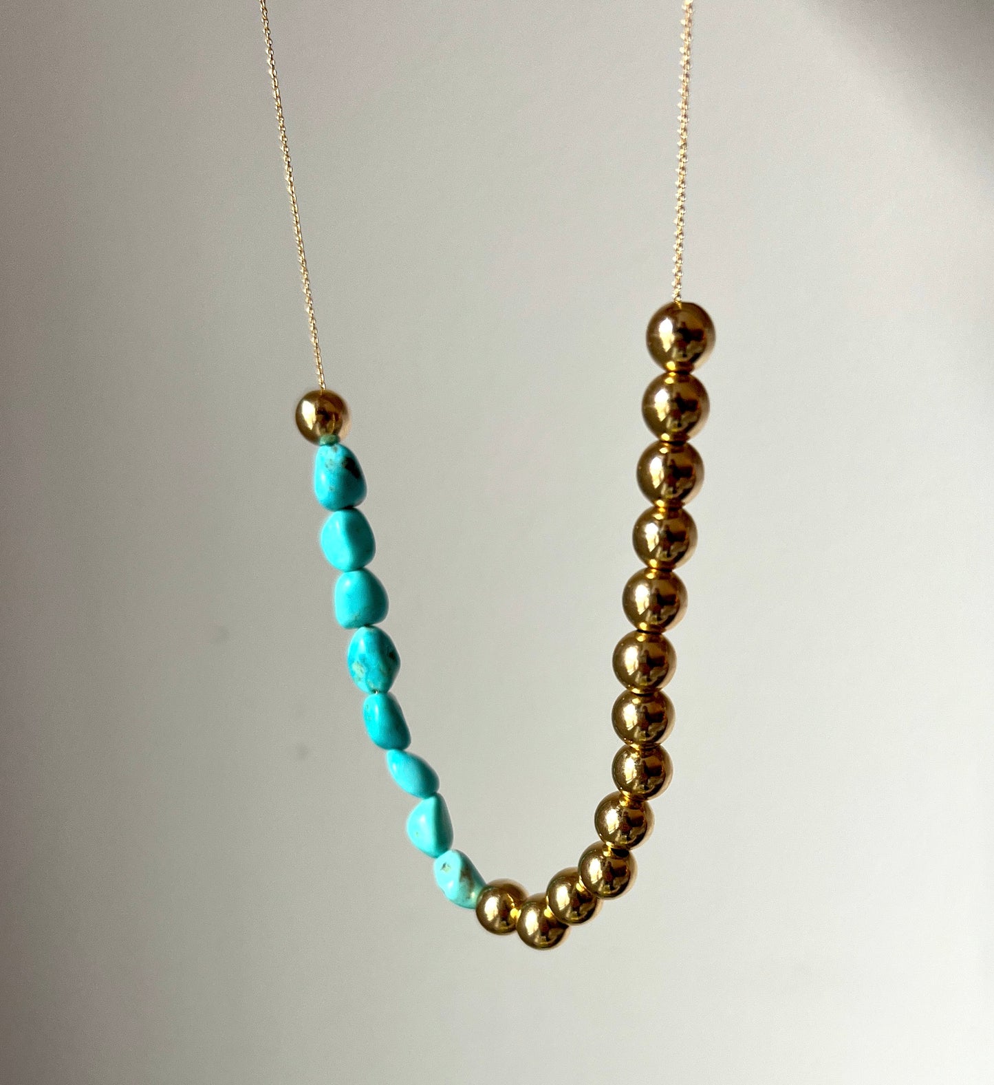 Turqoise and Gold Beaded Necklace