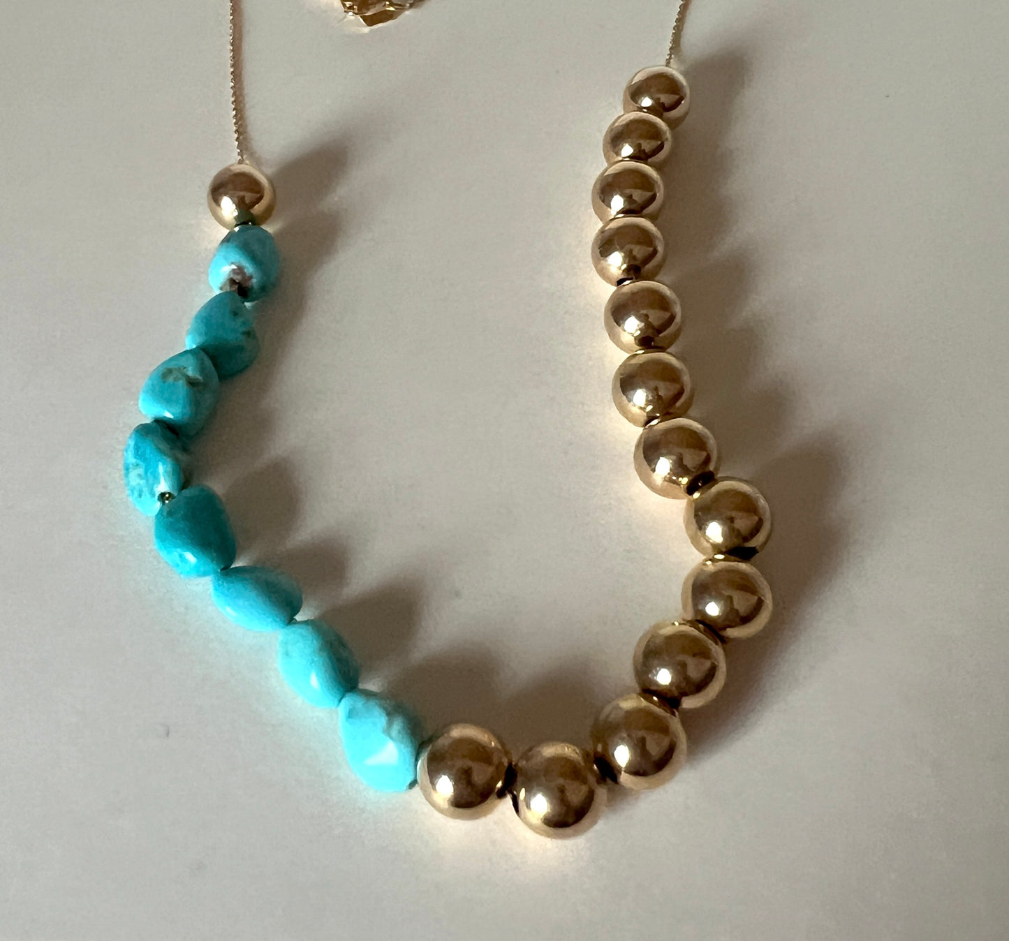 Turqoise and Gold Beaded Necklace