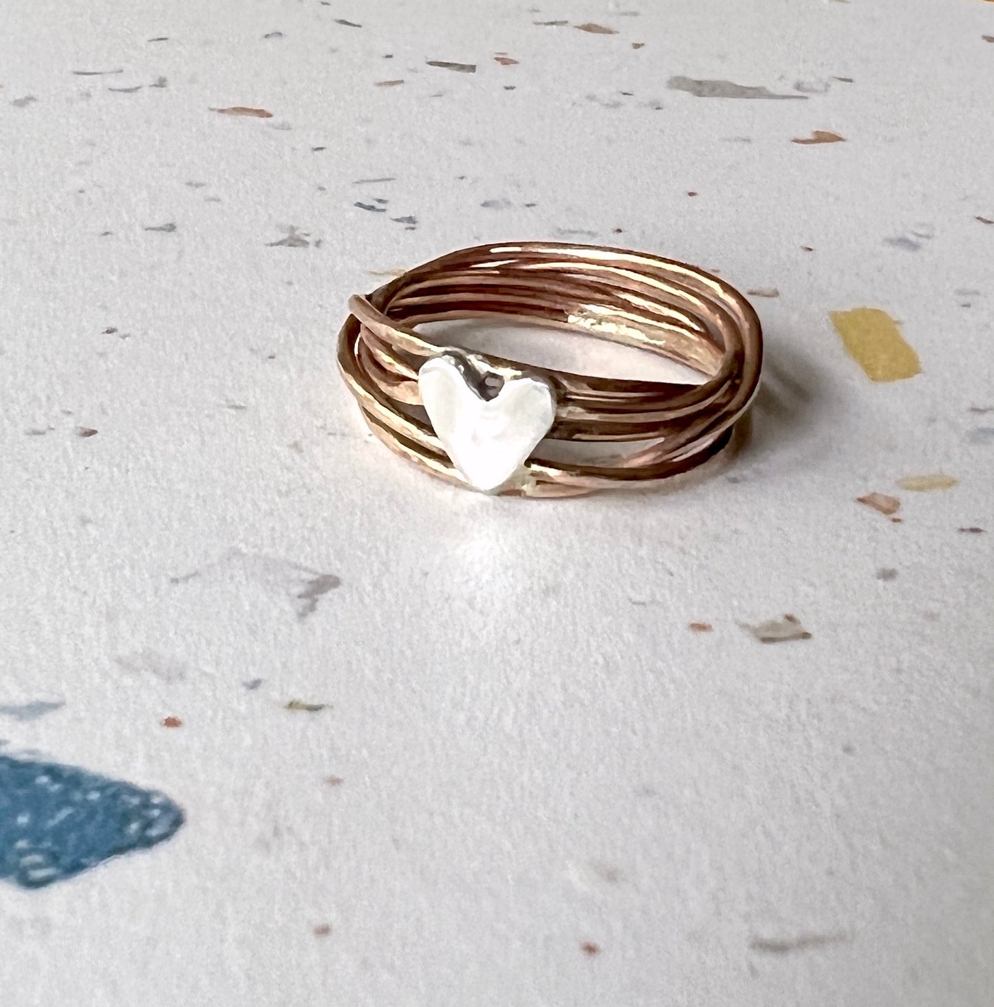 Goldfilled Nest Ring with Sterling Silver Heart
