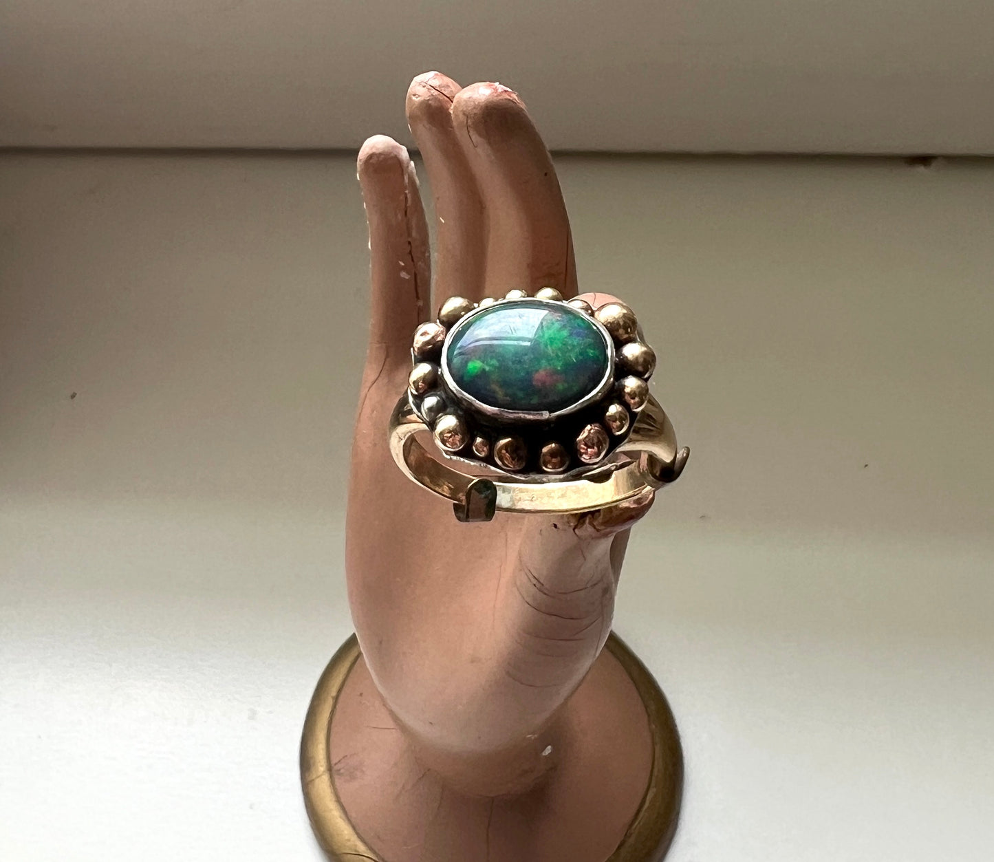 Beaded Opal Ring in 14k Gold and Sterling Silver