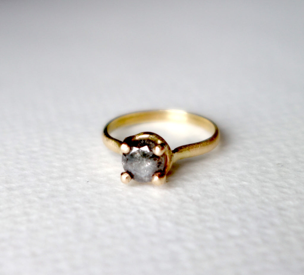 Salt and Pepper Gray Diamond Handmade Engagement Ring