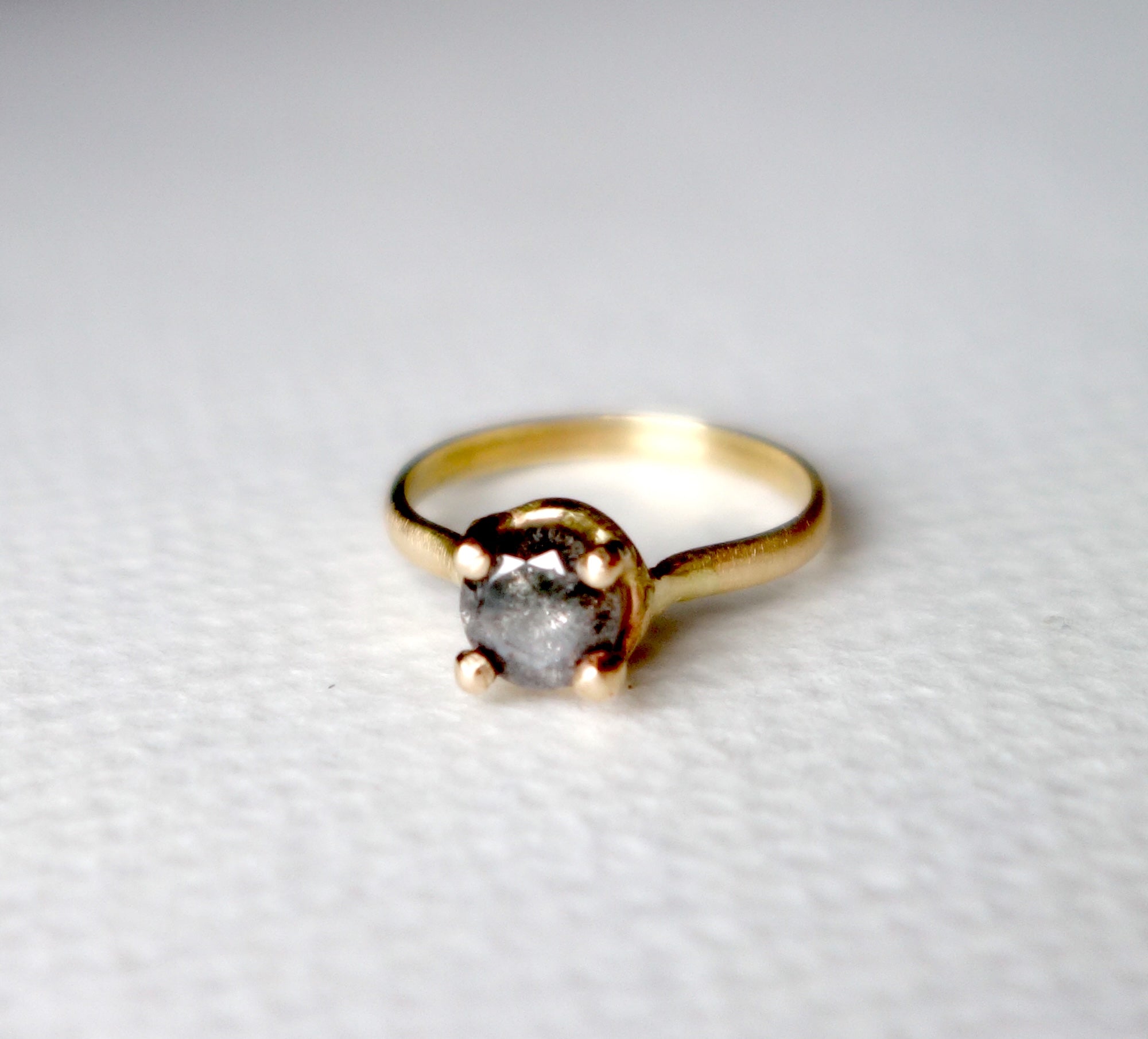 Salt and Pepper Gray Diamond Handmade Engagement Ring