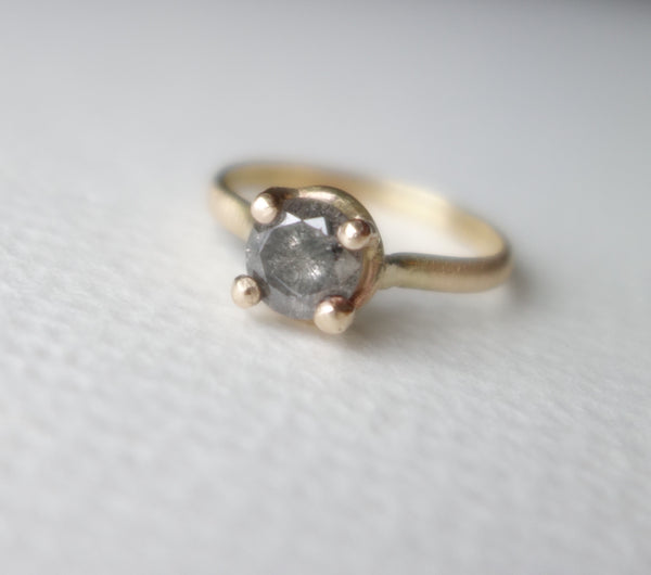 Salt and Pepper Gray Diamond Handmade Engagement Ring