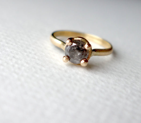 Salt and Pepper Gray Diamond Handmade Engagement Ring