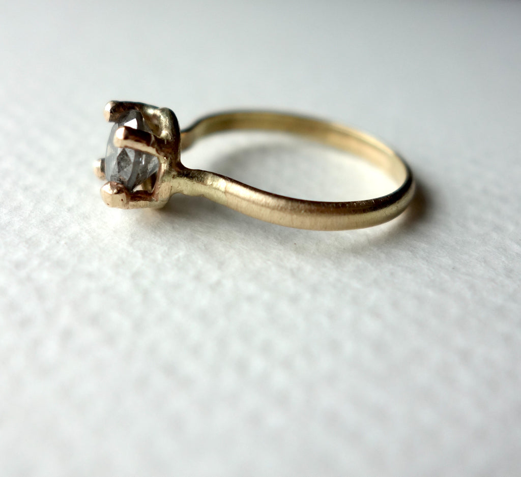 Salt and Pepper Gray Diamond Handmade Engagement Ring