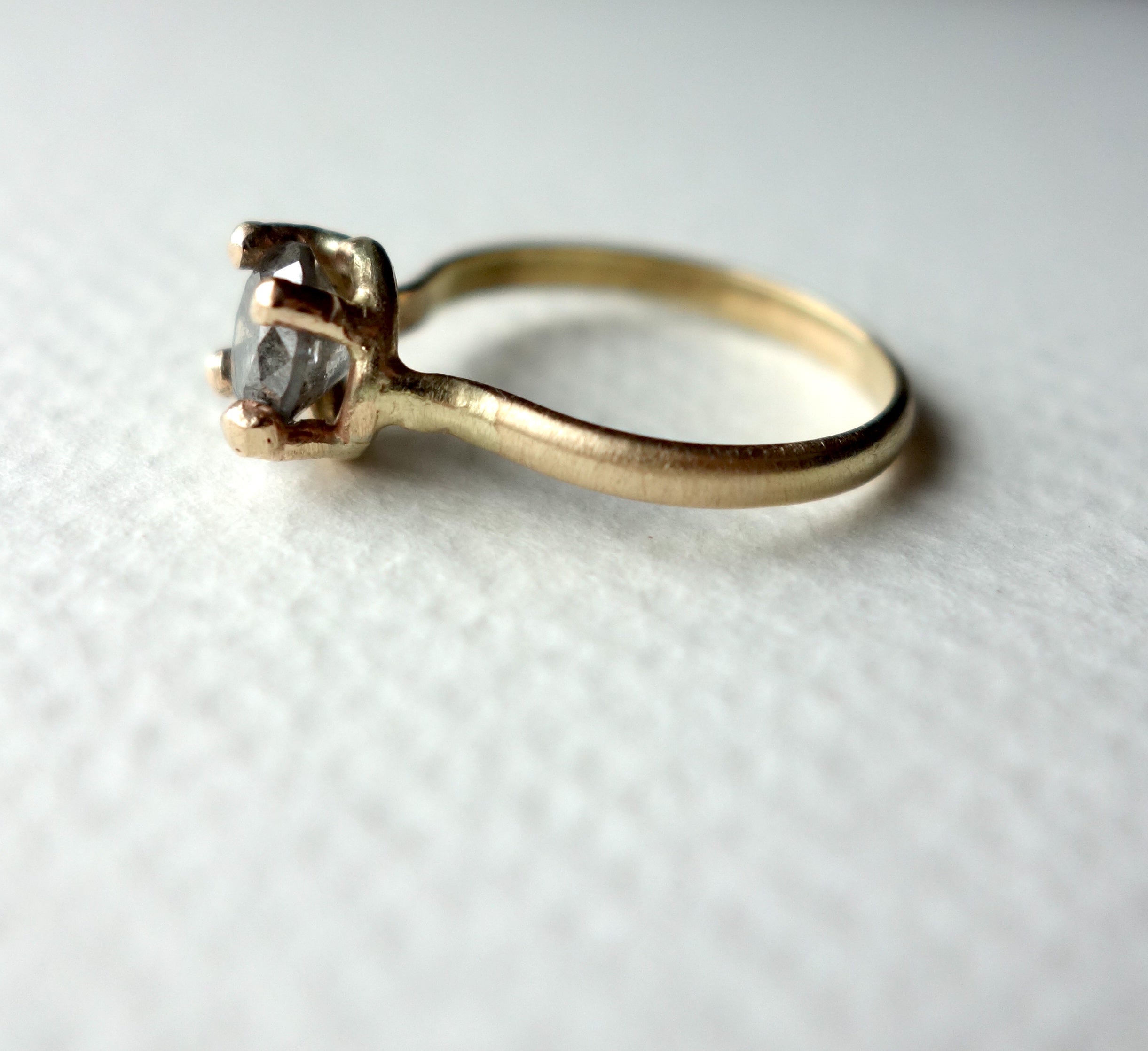 Salt and Pepper Gray Diamond Handmade Engagement Ring