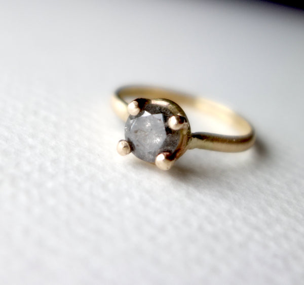 Salt and Pepper Gray Diamond Handmade Engagement Ring