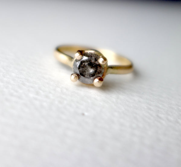 Salt and Pepper Gray Diamond Handmade Engagement Ring