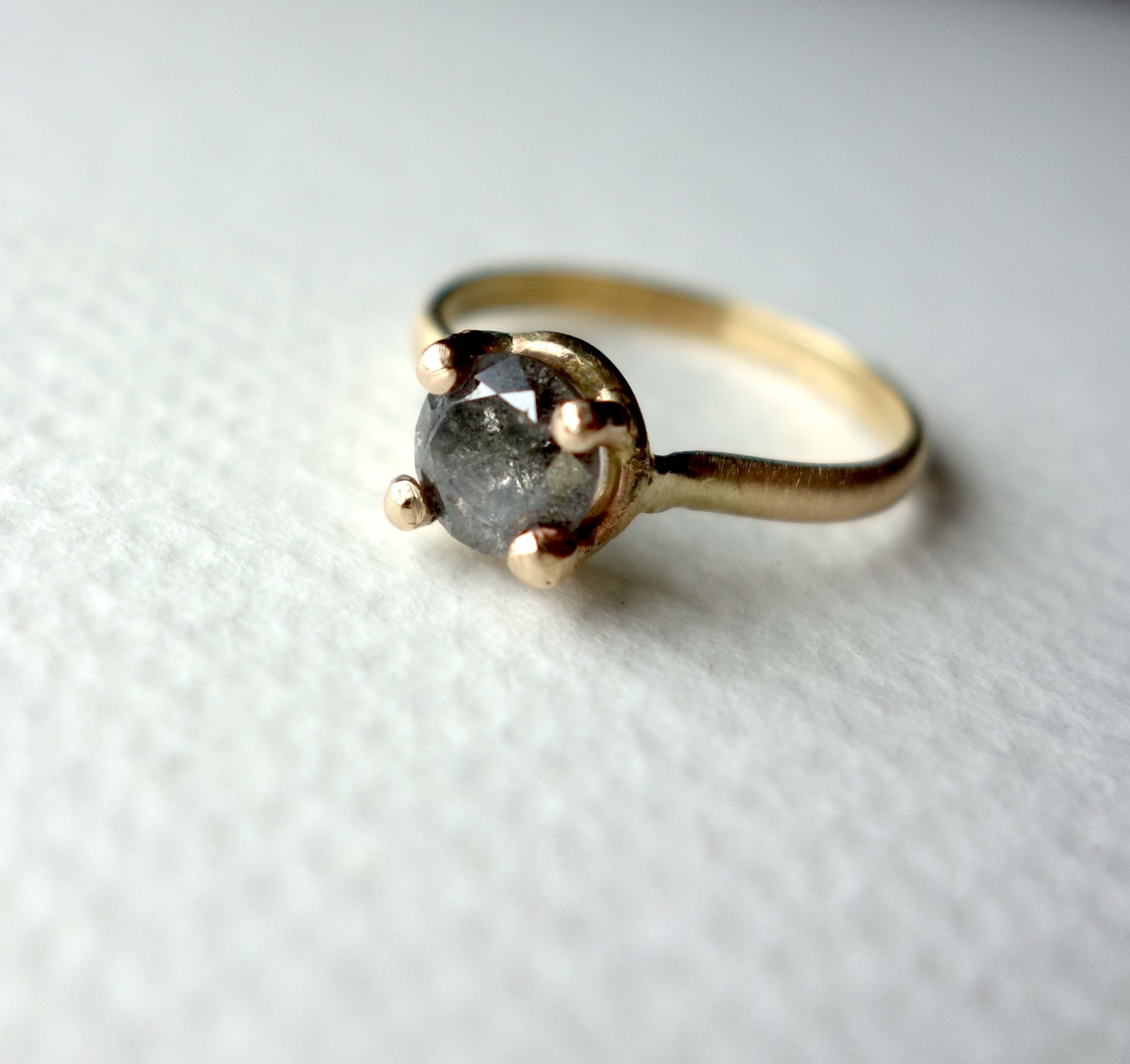Salt and Pepper Gray Diamond Handmade Engagement Ring