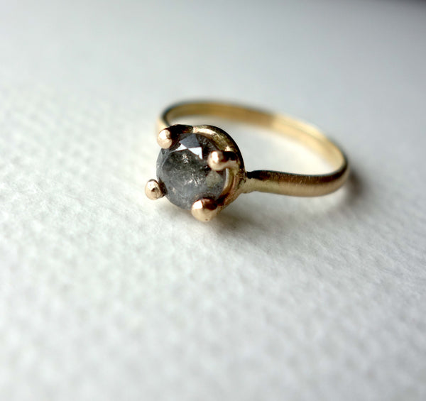 Salt and Pepper Gray Diamond Handmade Engagement Ring