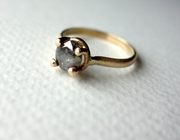 Salt and Pepper Gray Diamond Handmade Engagement Ring