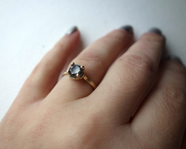 Salt and Pepper Gray Diamond Handmade Engagement Ring