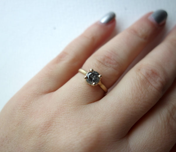 Salt and Pepper Gray Diamond Handmade Engagement Ring