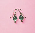 Emerald Drop Dangles in sterling silver with 14k gold