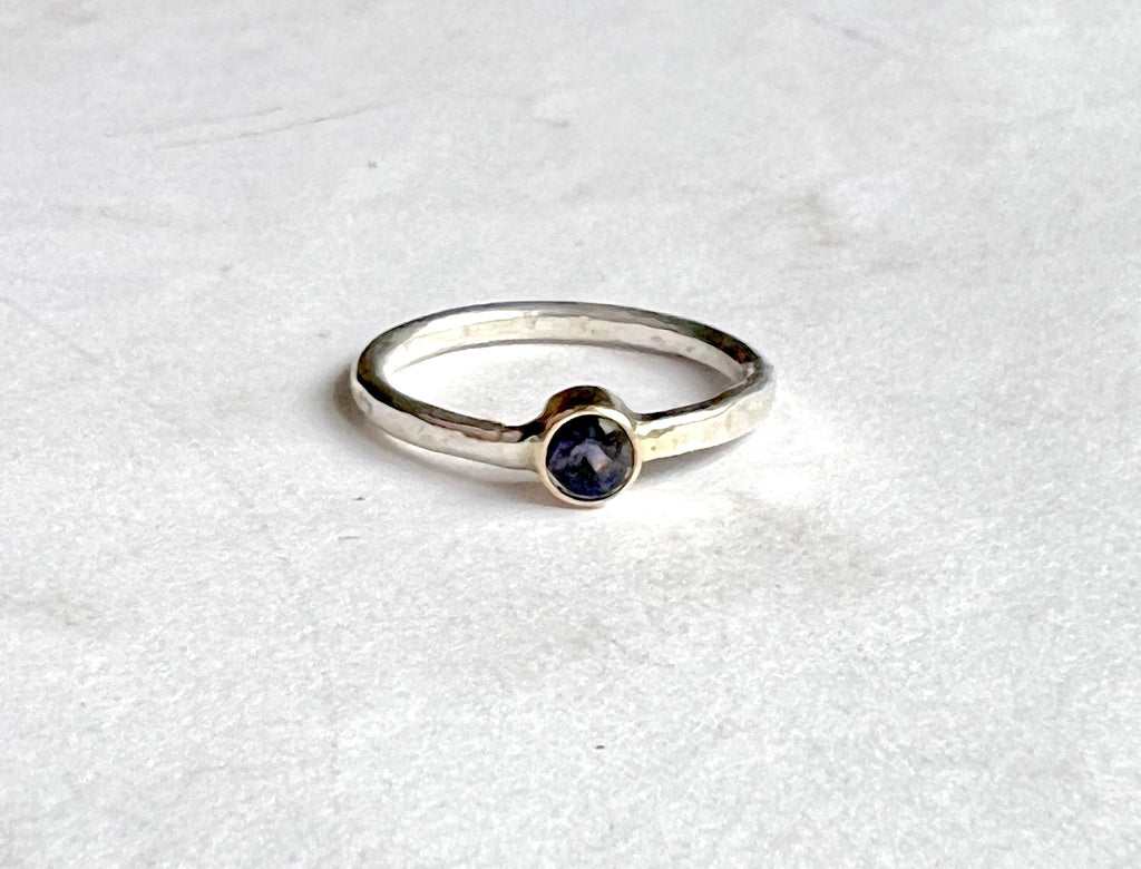 Iolite Ring in 14k gold and sterling silver