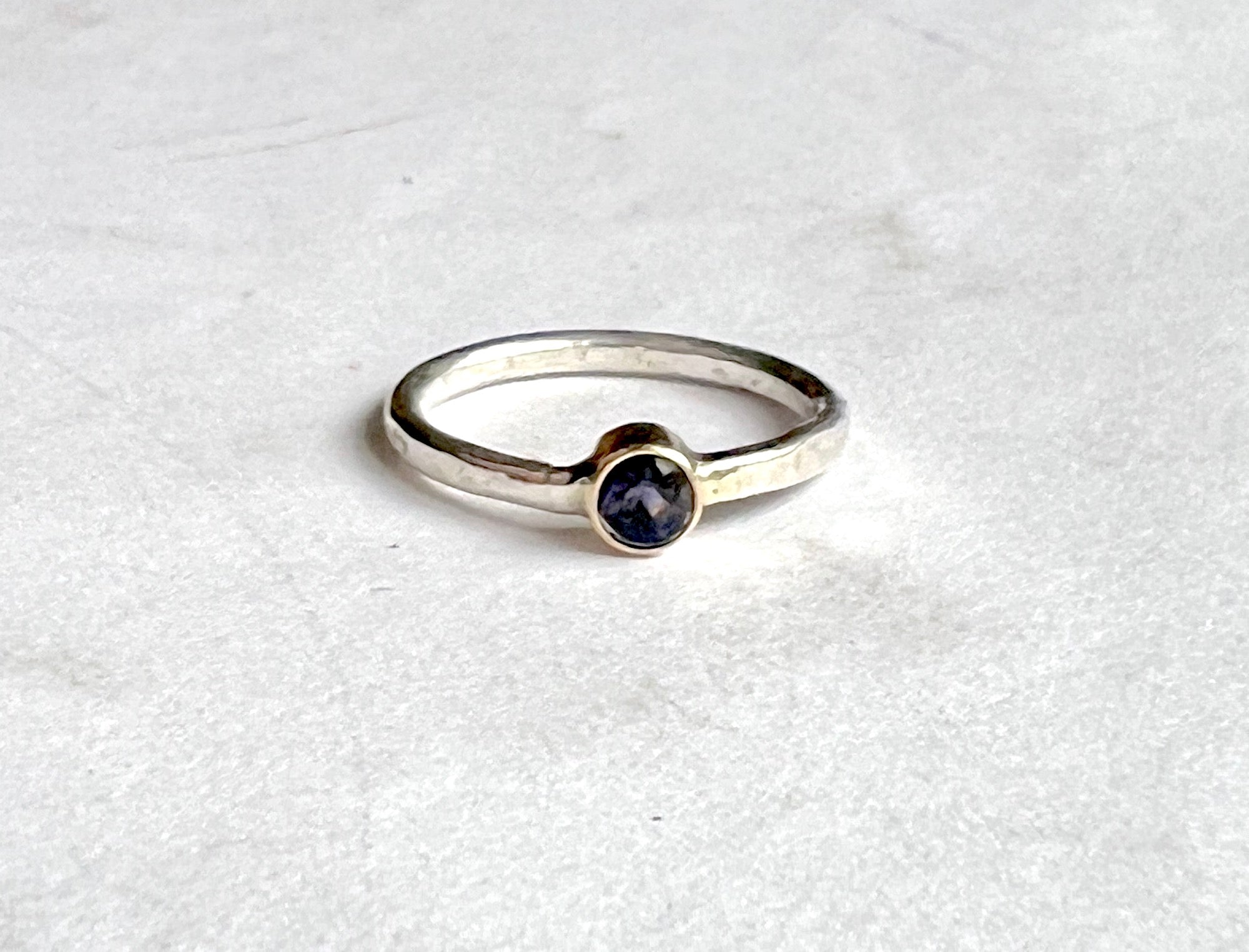 Iolite Ring in 14k gold and sterling silver