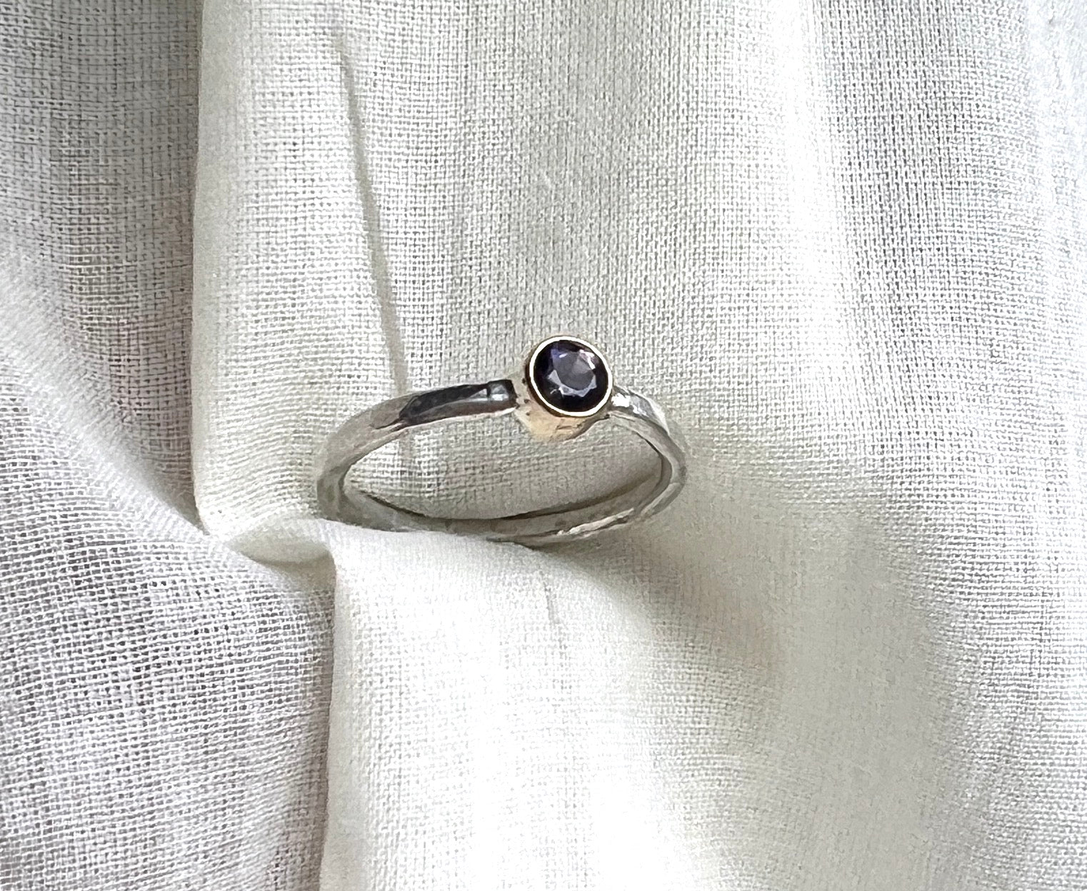 Iolite Ring in 14k gold and sterling silver
