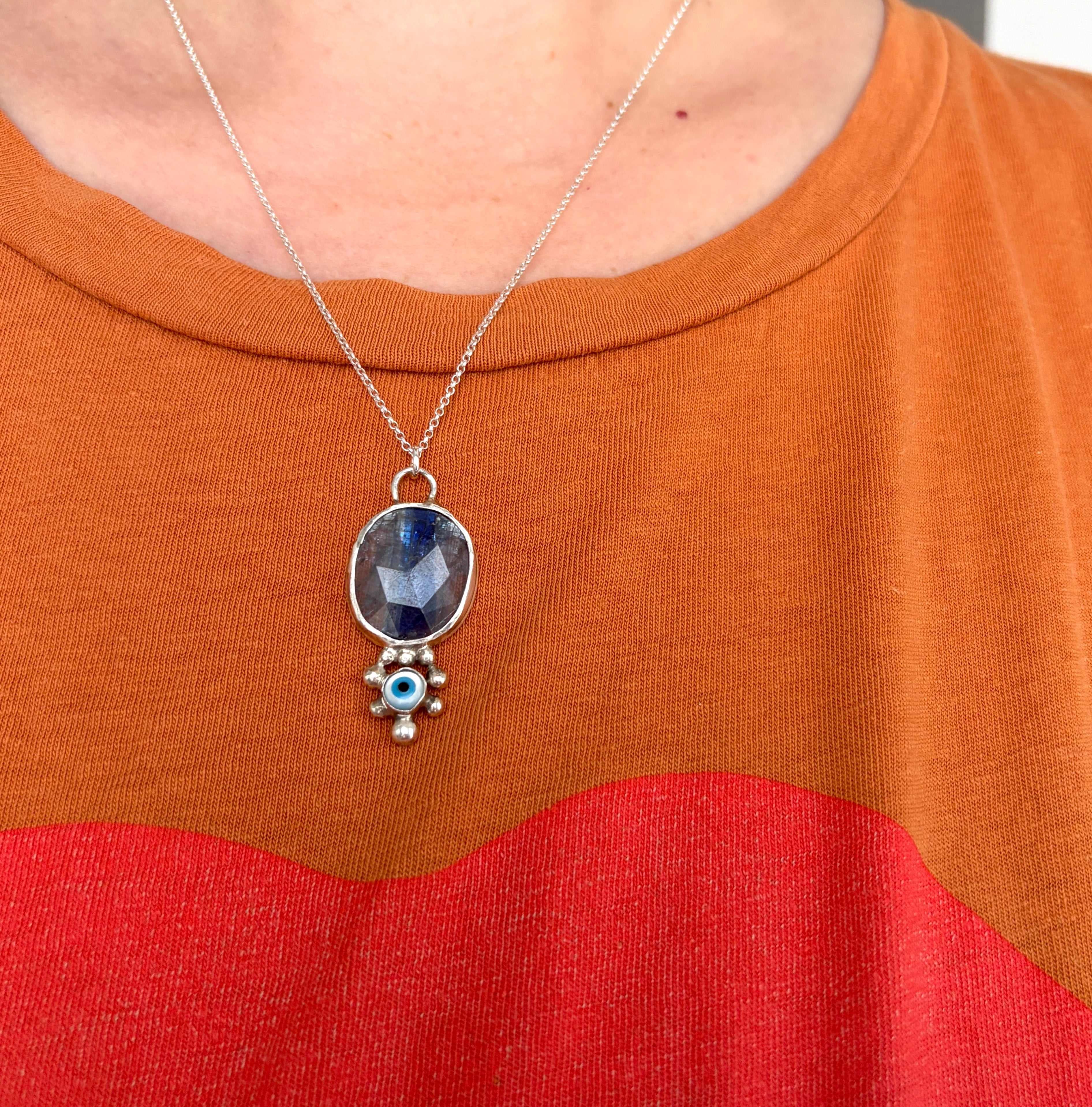 Kunzite Evil Eye Pendant
