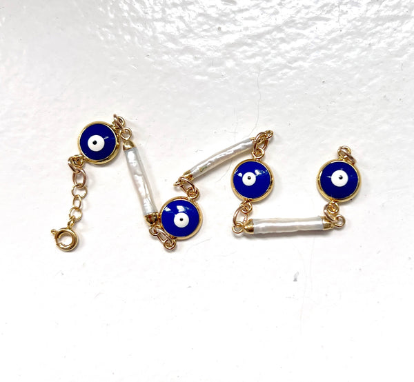 pearl and evil eye linked bracelet