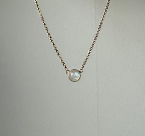 14k Gold Moonstone Bezel Pendant