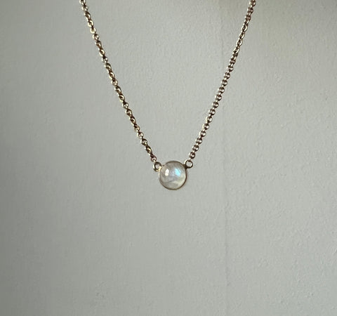 14k Gold Moonstone Bezel Pendant