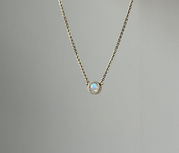 14k Gold Moonstone Bezel Pendant