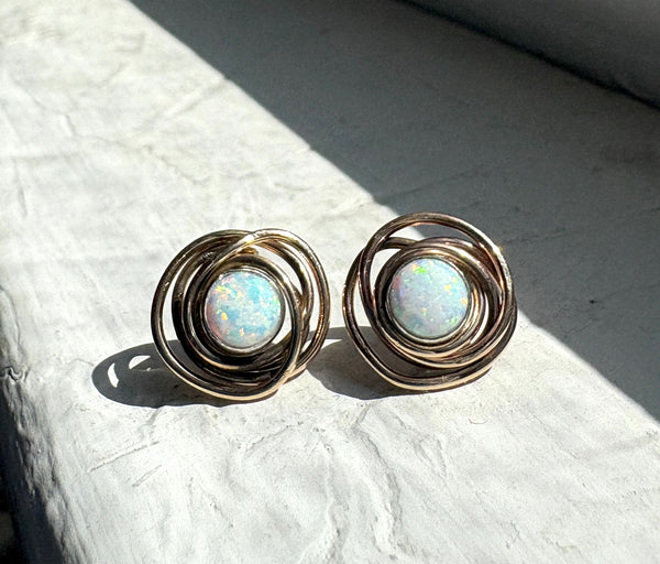 Opal Nest Studs in 14k goldfill and sterling silver