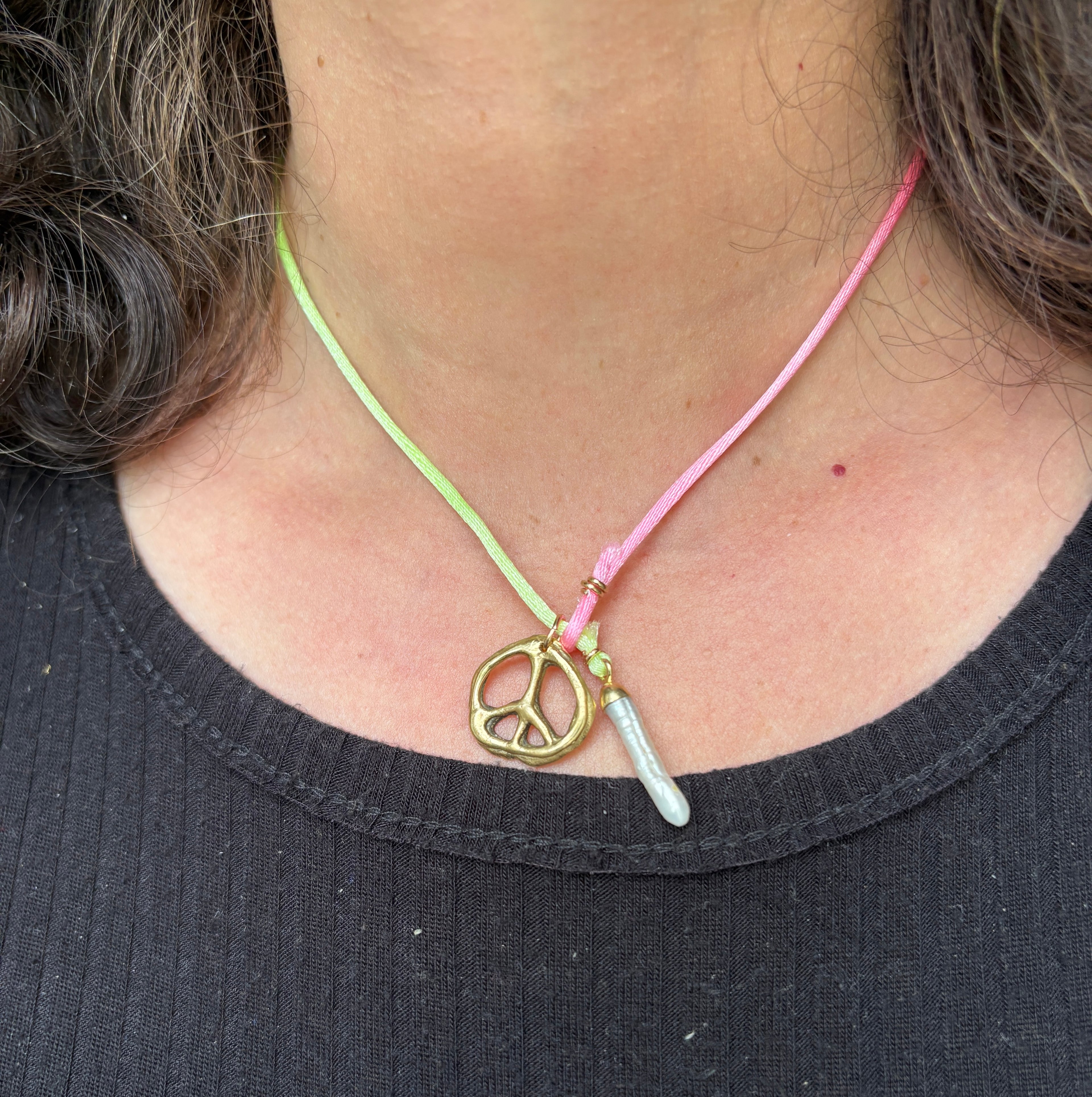 Brass Peace Sign Handmade Organic Blobby
