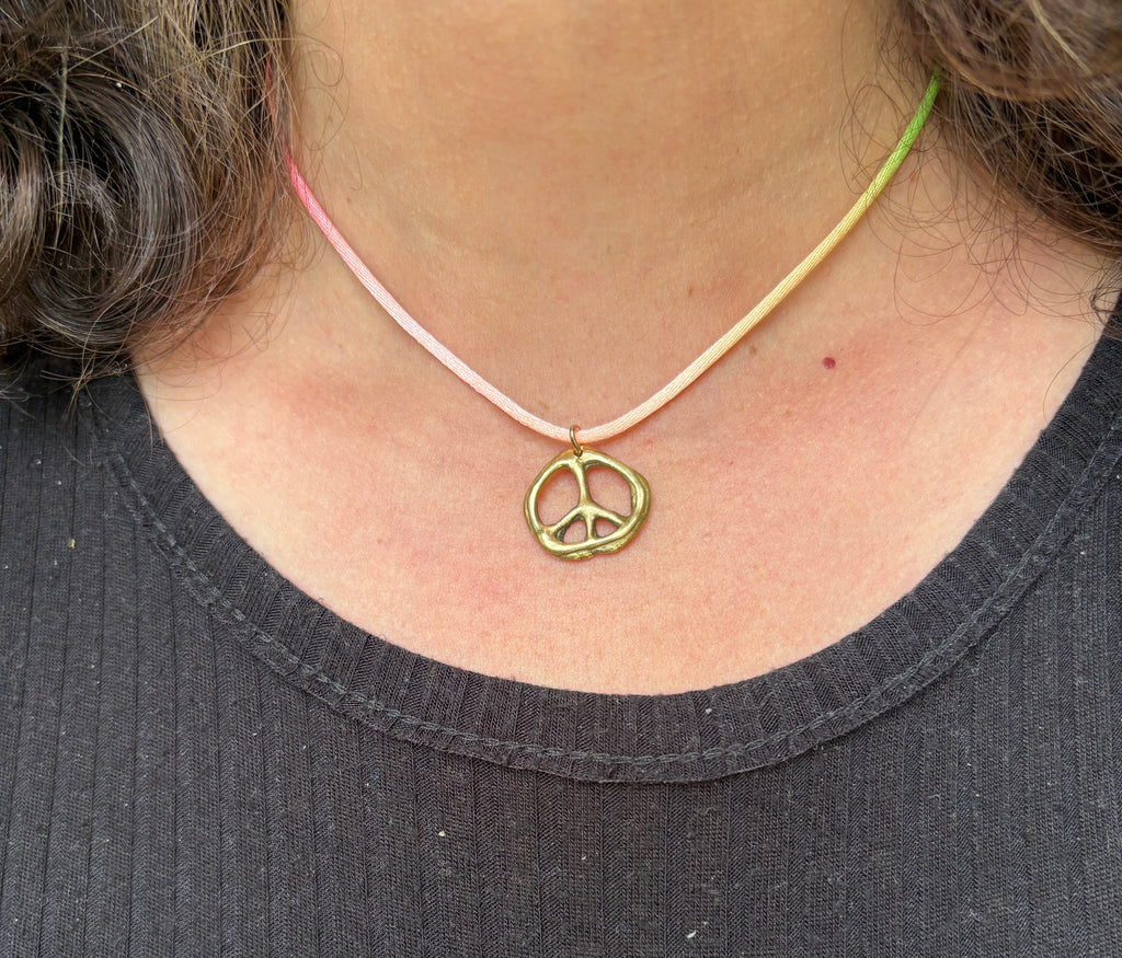 Brass Peace Sign Handmade Organic Blobby