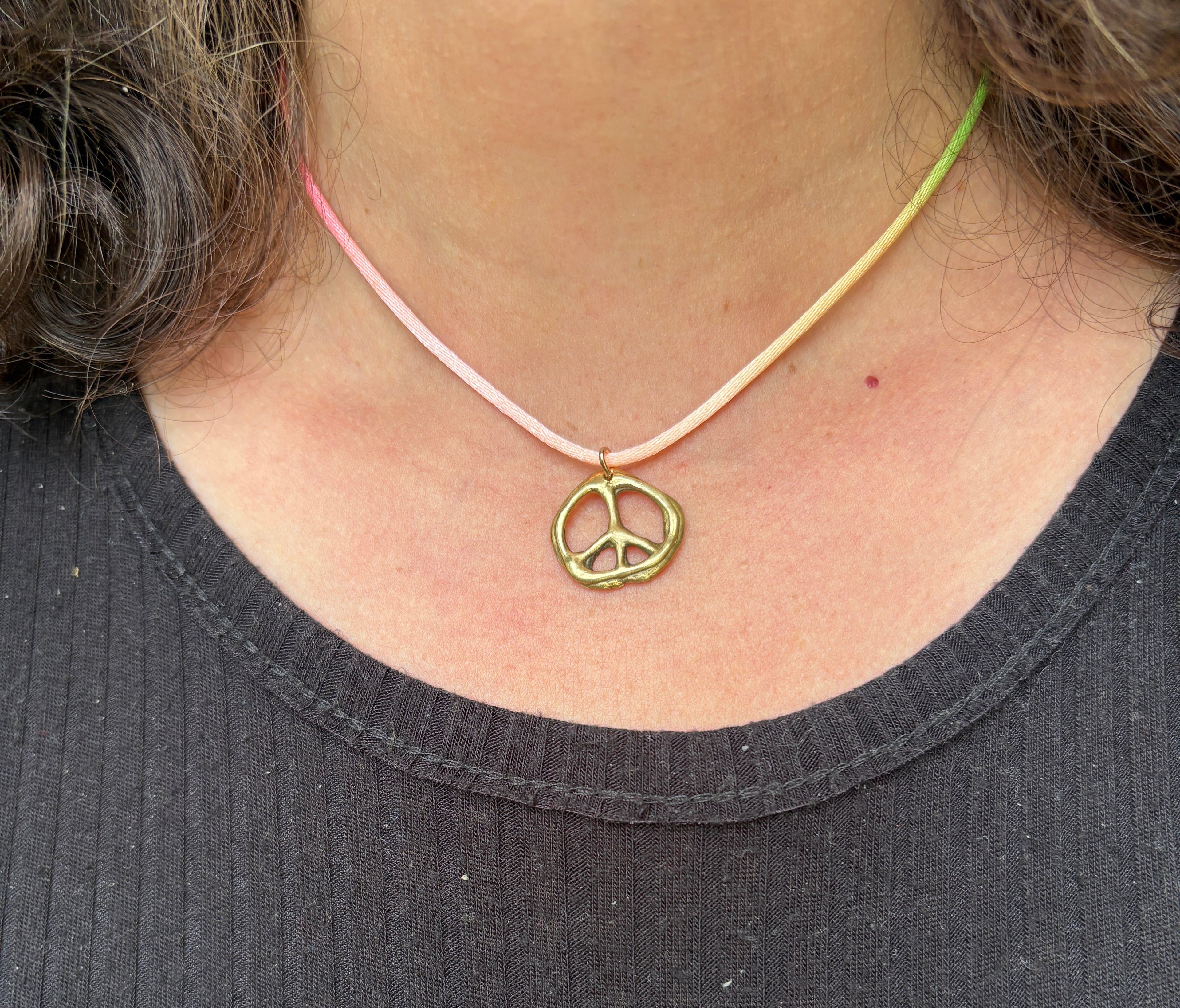 Brass Peace Sign Handmade Organic Blobby