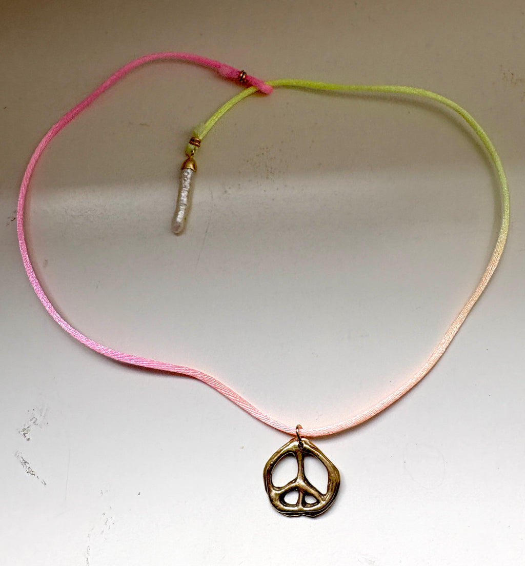 Brass Peace Sign Handmade Organic Blobby
