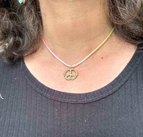 Brass Peace Sign Handmade Organic Blobby