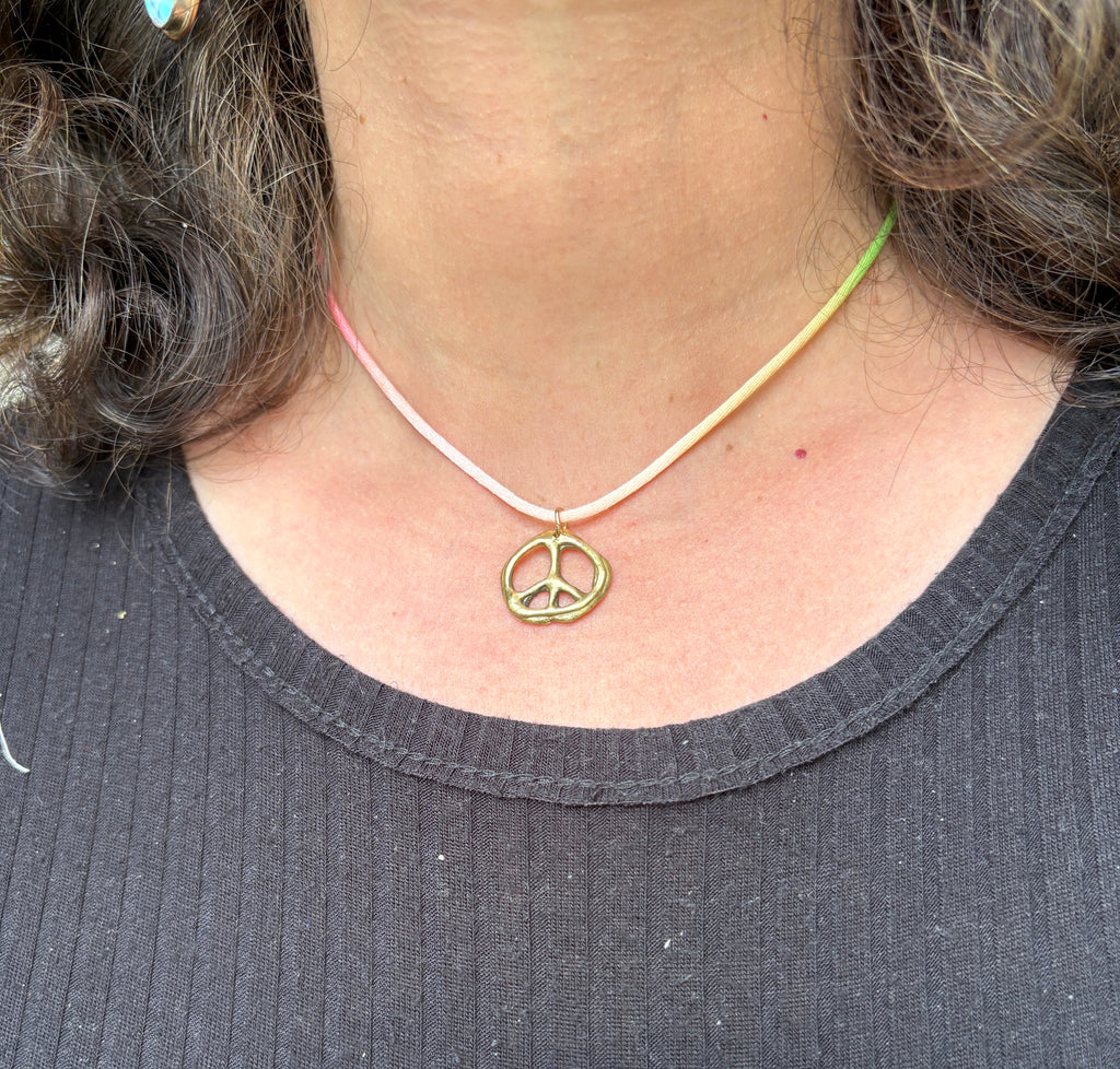 Brass Peace Sign Handmade Organic Blobby