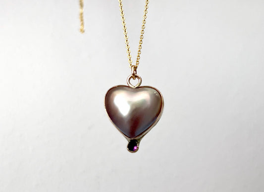 Pearl Heart Pendant with Amethyst