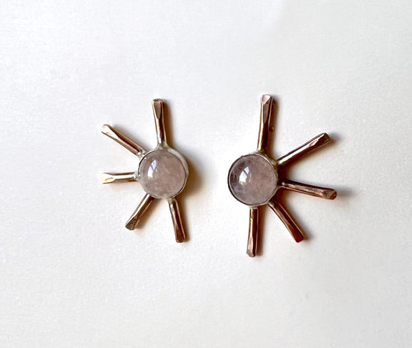 Rose Quartz Starburst Stud