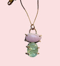 Pink Kunzite and Emerald Pendant