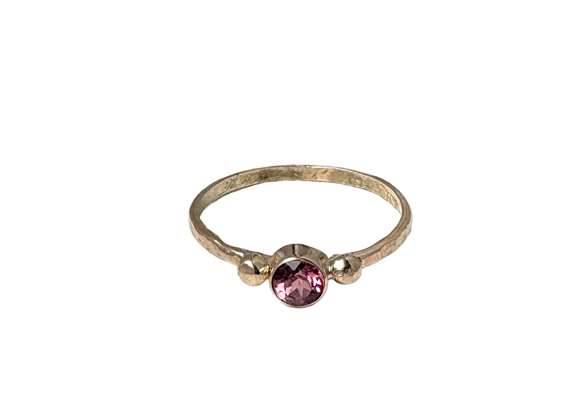Pink Raspberry Tourmaline Ring in Delicate 14k Gold Handmade Setting