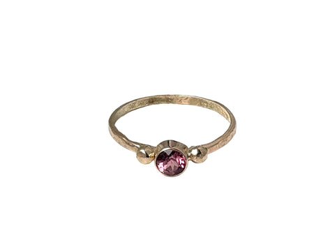 Pink Raspberry Tourmaline Ring in Delicate 14k Gold Handmade Setting