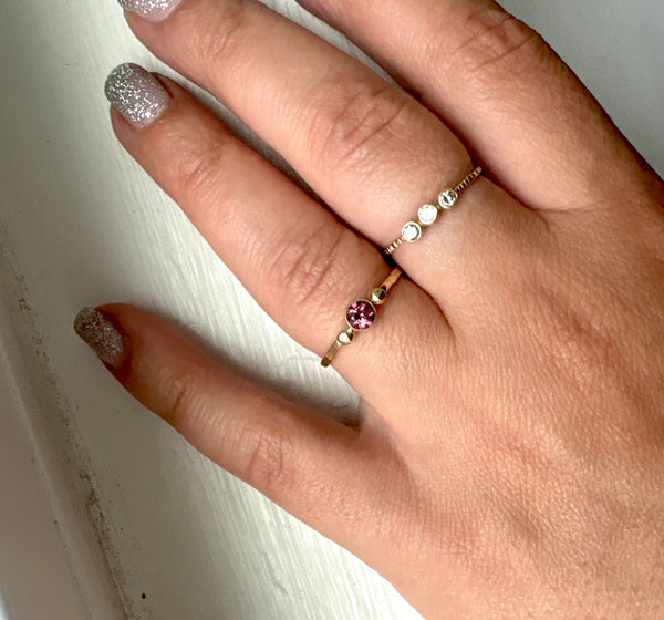 Pink Raspberry Tourmaline Ring in Delicate 14k Gold Handmade Setting