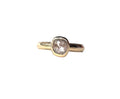 Gray Rosecut Diamond Ring on wide vintage band Handmade Bezel Engagement Ring