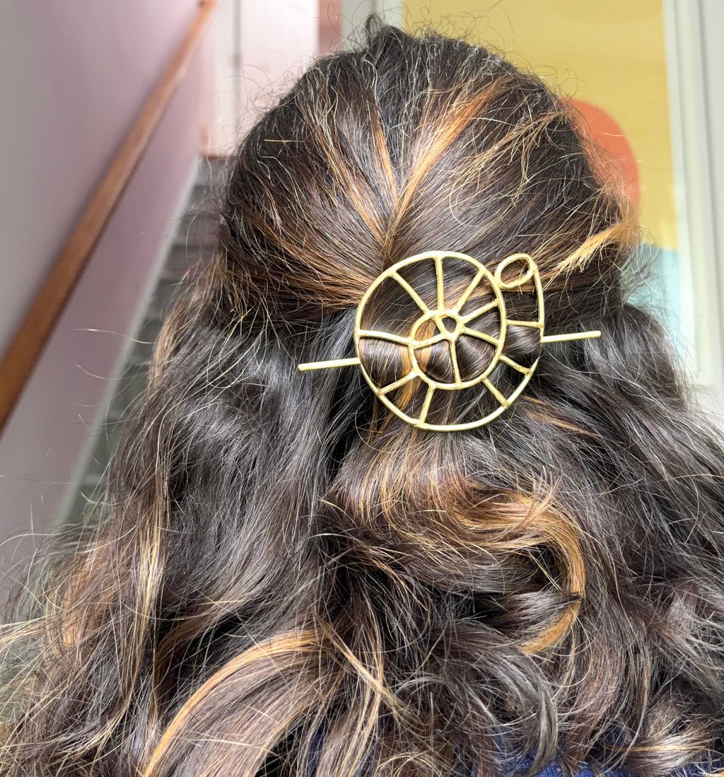 One of a Kind Nautilus Shell Hair Pin in Solid Bass