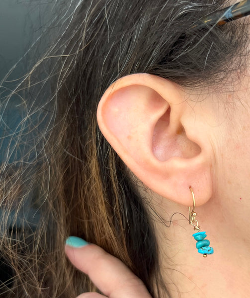 turquoise chip dangle earrings