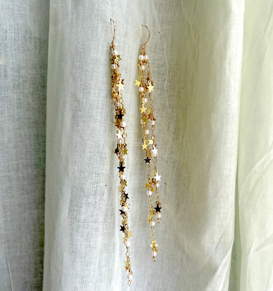 Star and Pearl Fringe Hoop Shoulder Dusters