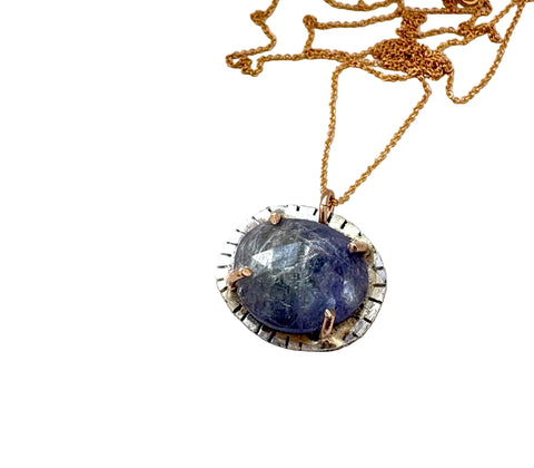 Handmade Two Toned Tanzanite Pendant in Sterling and Goldfill