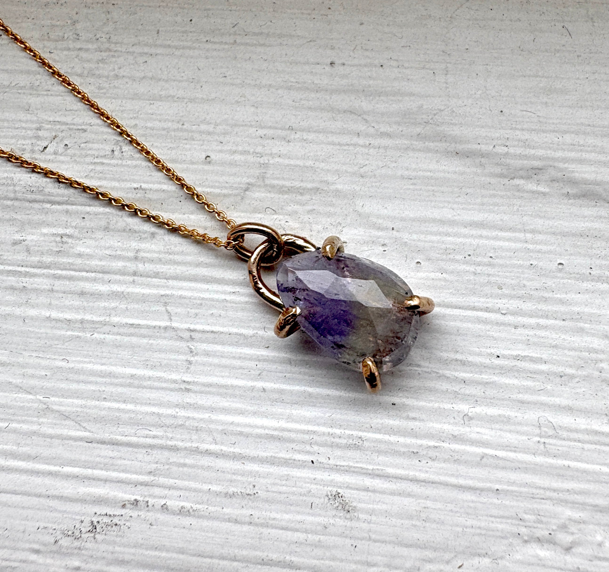 Two Toned Tanzanite Prong Pendant