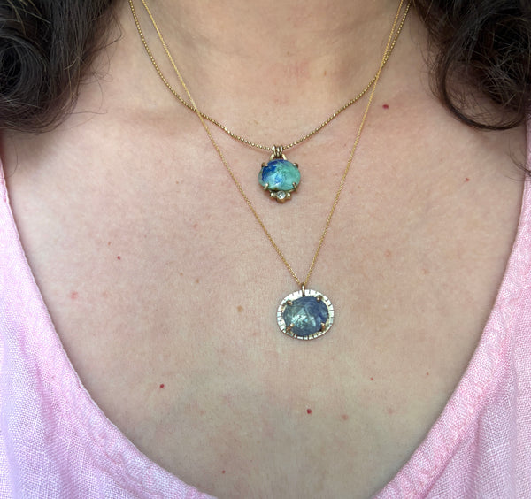 Handmade Two Toned Tanzanite Pendant in Sterling and Goldfill