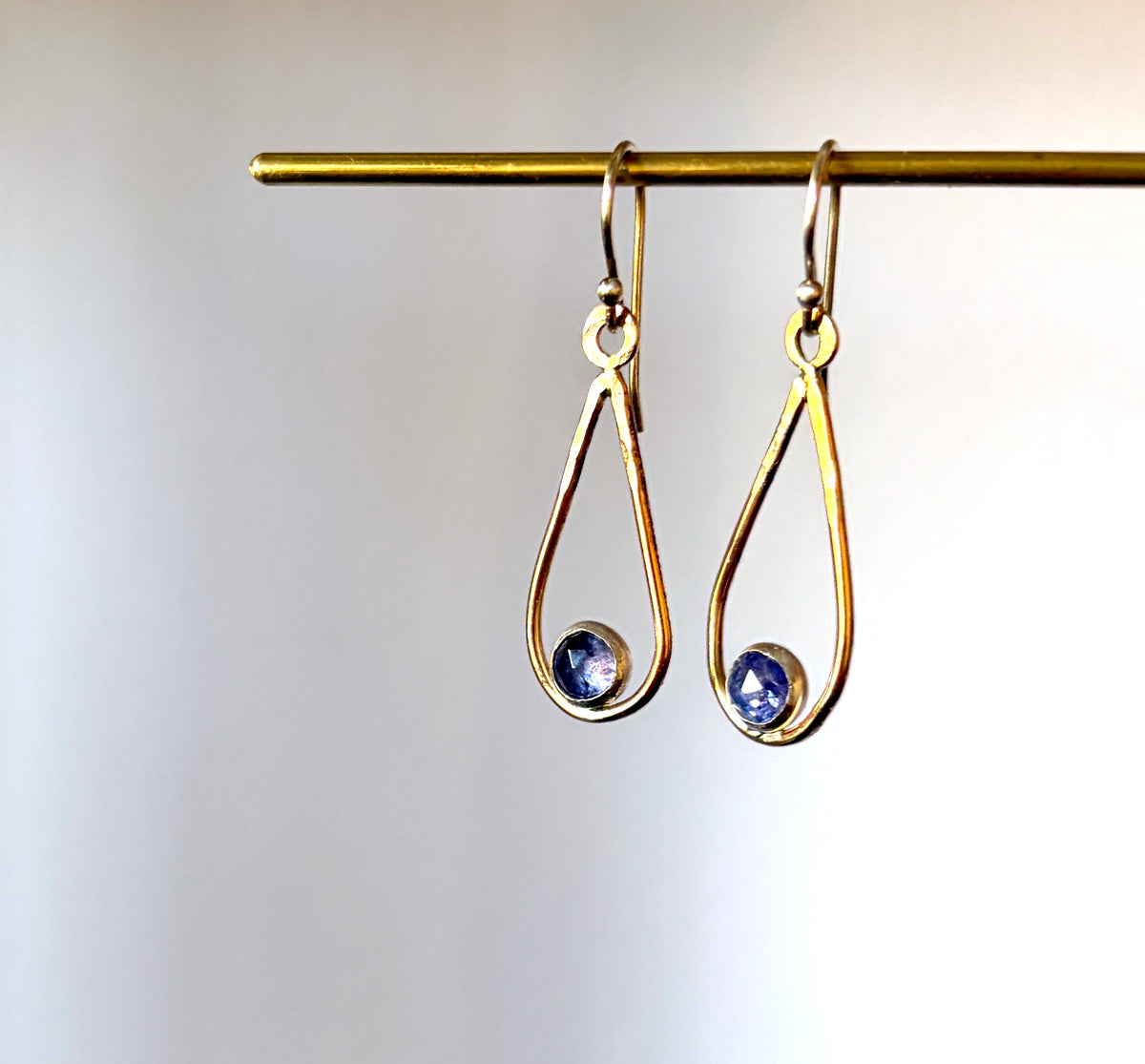 Rosecut Tanzanite Drop Dangles Handmade in 14k goldfill and sterling silver