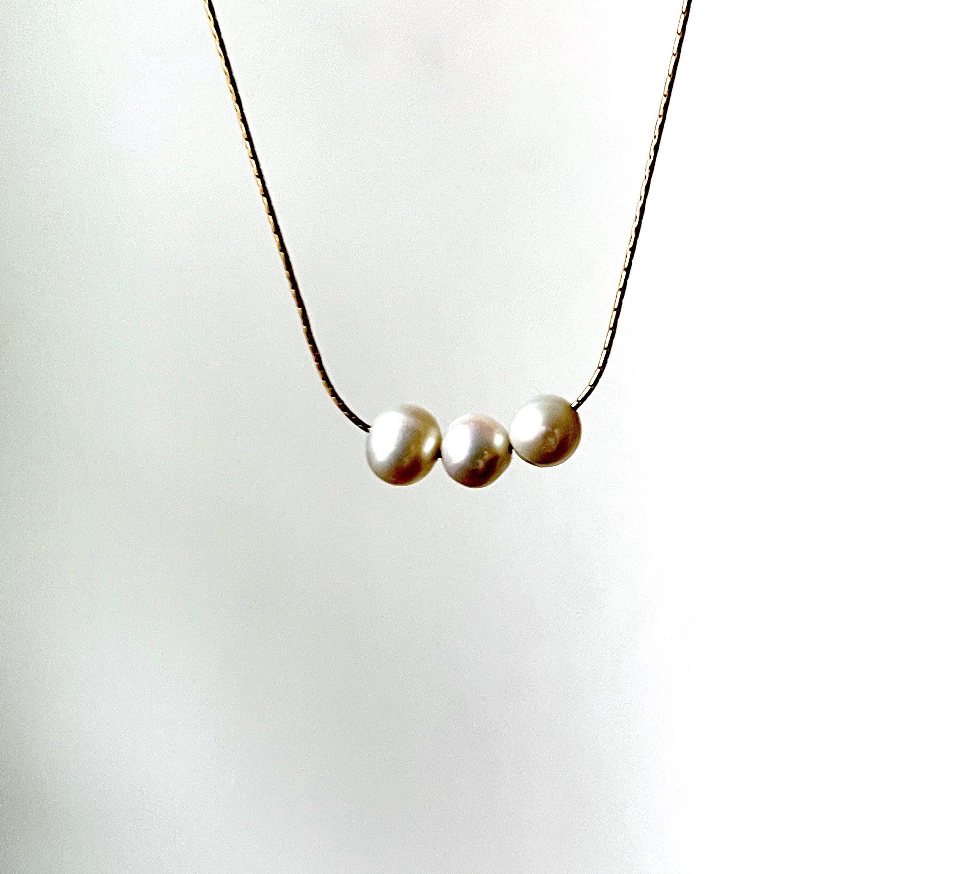 Triple Chain Pearl + Chain Necklace